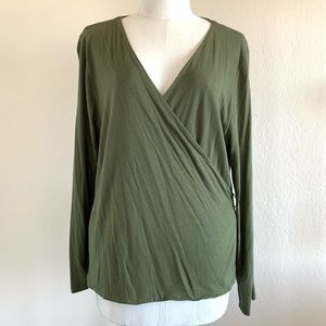 Jcrew Olive Green Wrap Tie Top Size XLarge